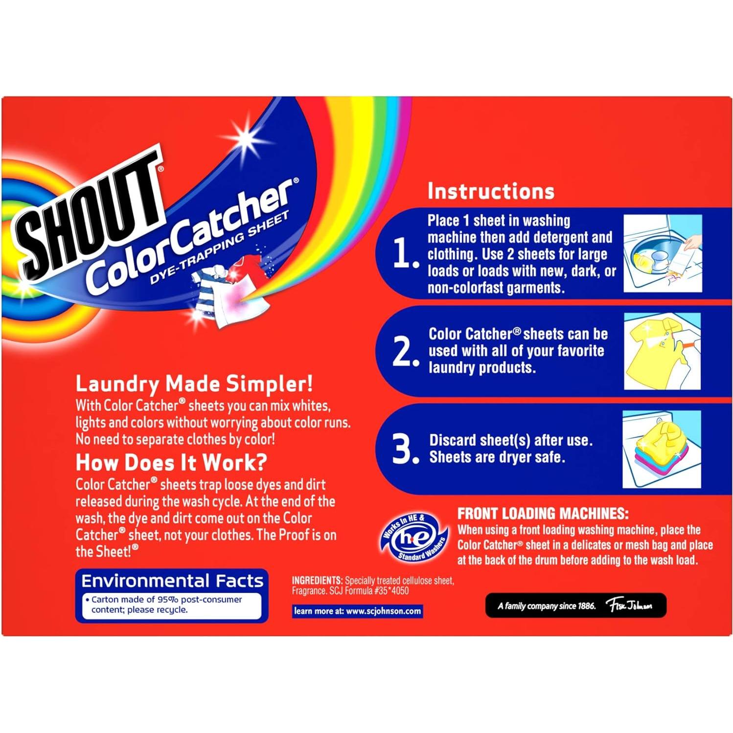 Hojas Capturadoras de Color Shout - 24 Unidades para Lavado Mixto