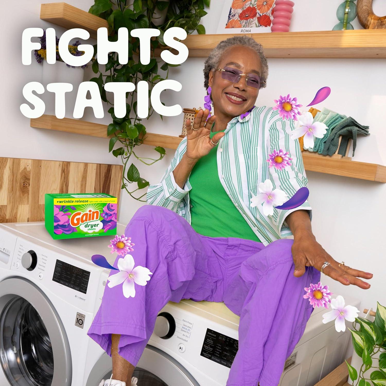 Hojas de Secadora Gain Brisa Nocturna 240 Unidades Suavizante