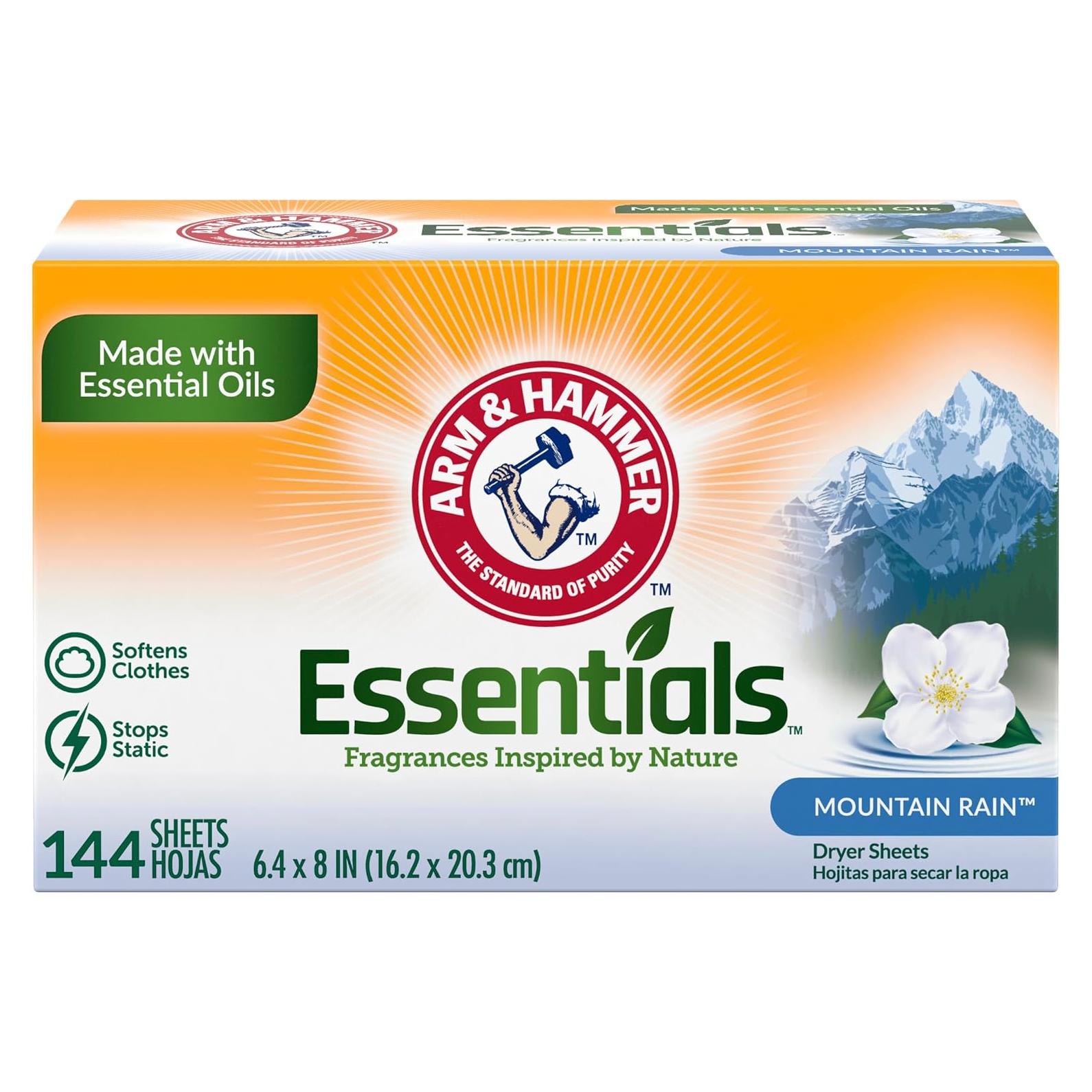 Hojas de Suavizante de Tela ARM & HAMMER Lluvia de Montaña 144ct