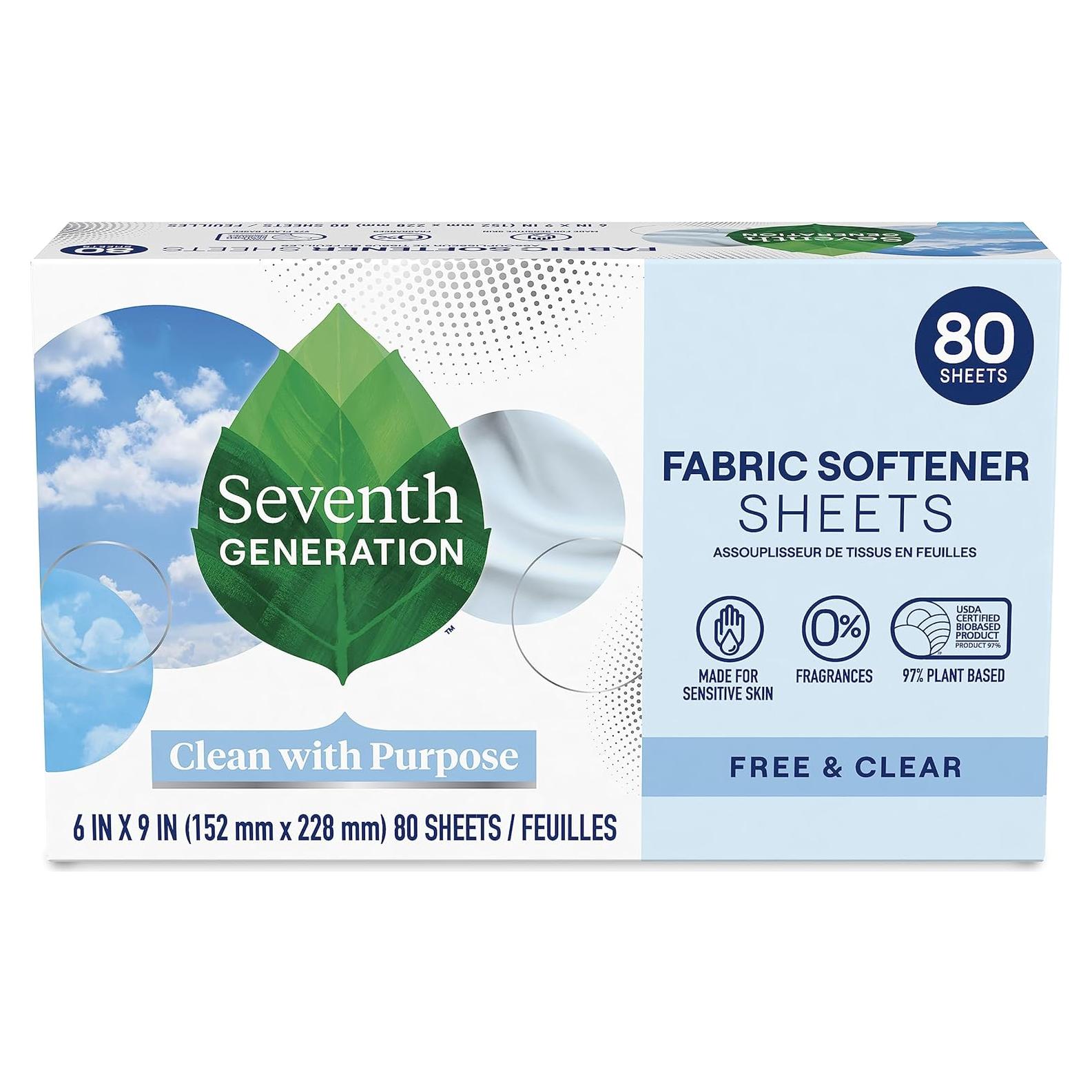 Hojas Suavizante para Secadora Seventh Generation 80 Unidades