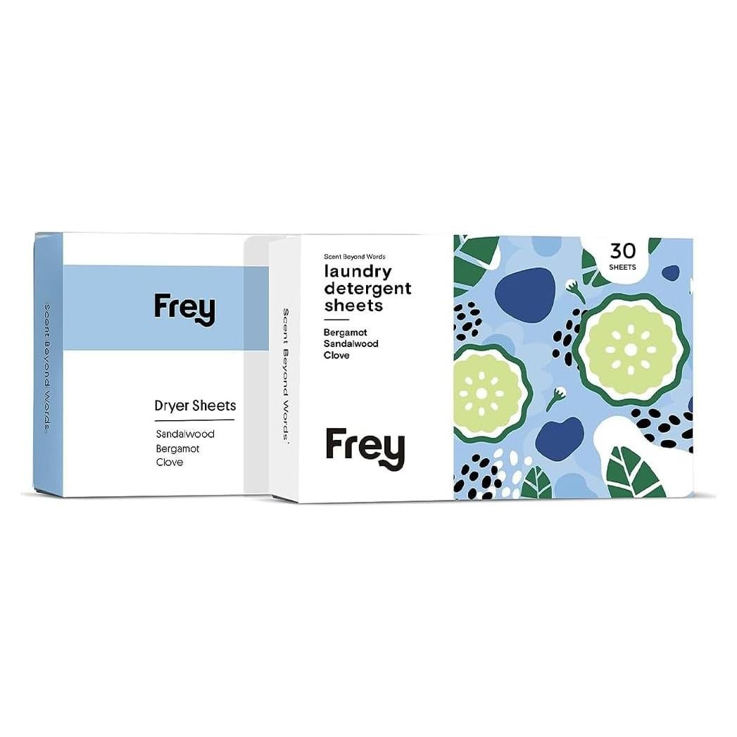 Detergente para Ropa FREY + Hojas Secadora 60 Unidades Aroma Bergamota