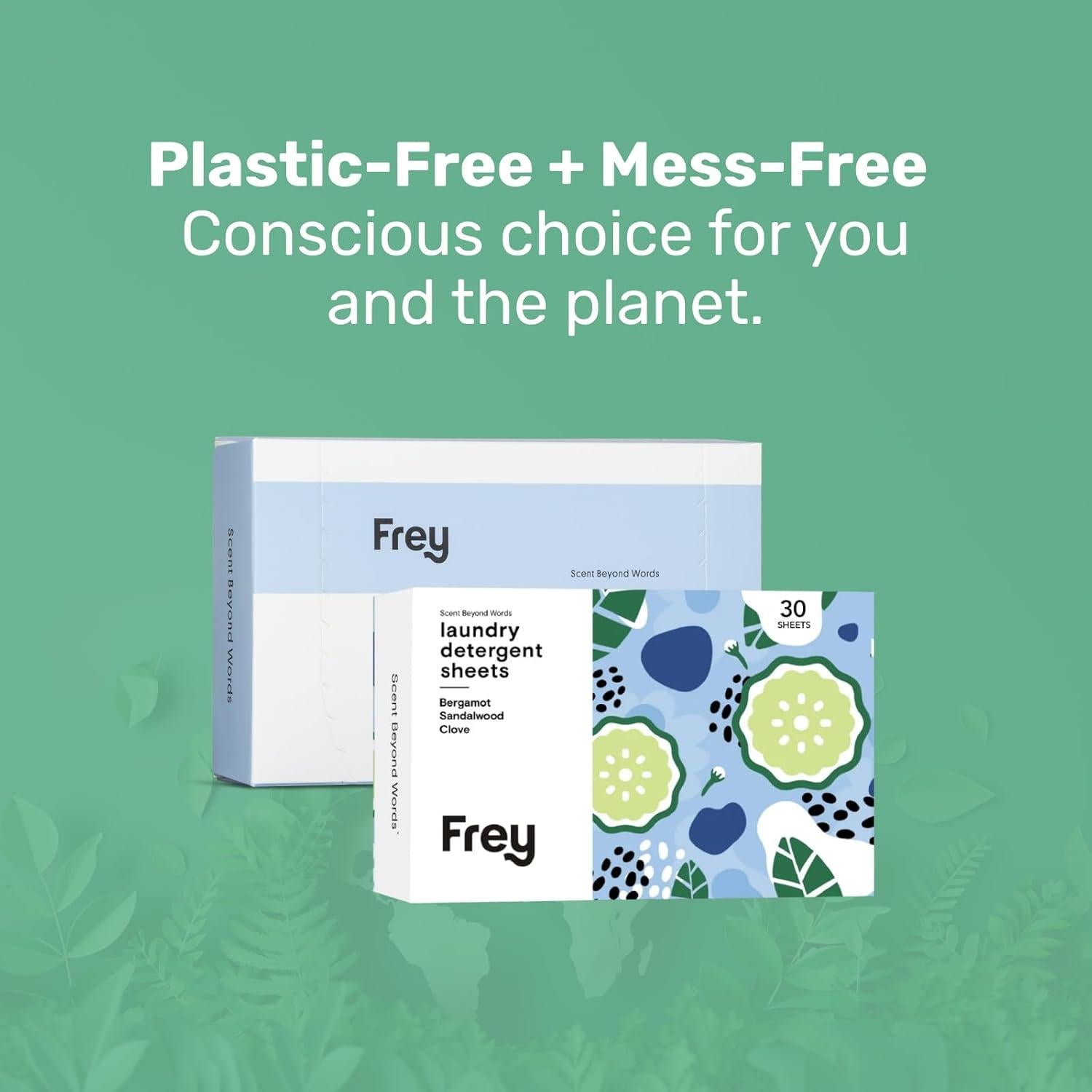 Detergente para Ropa FREY + Hojas Secadora 60 Unidades Aroma Bergamota