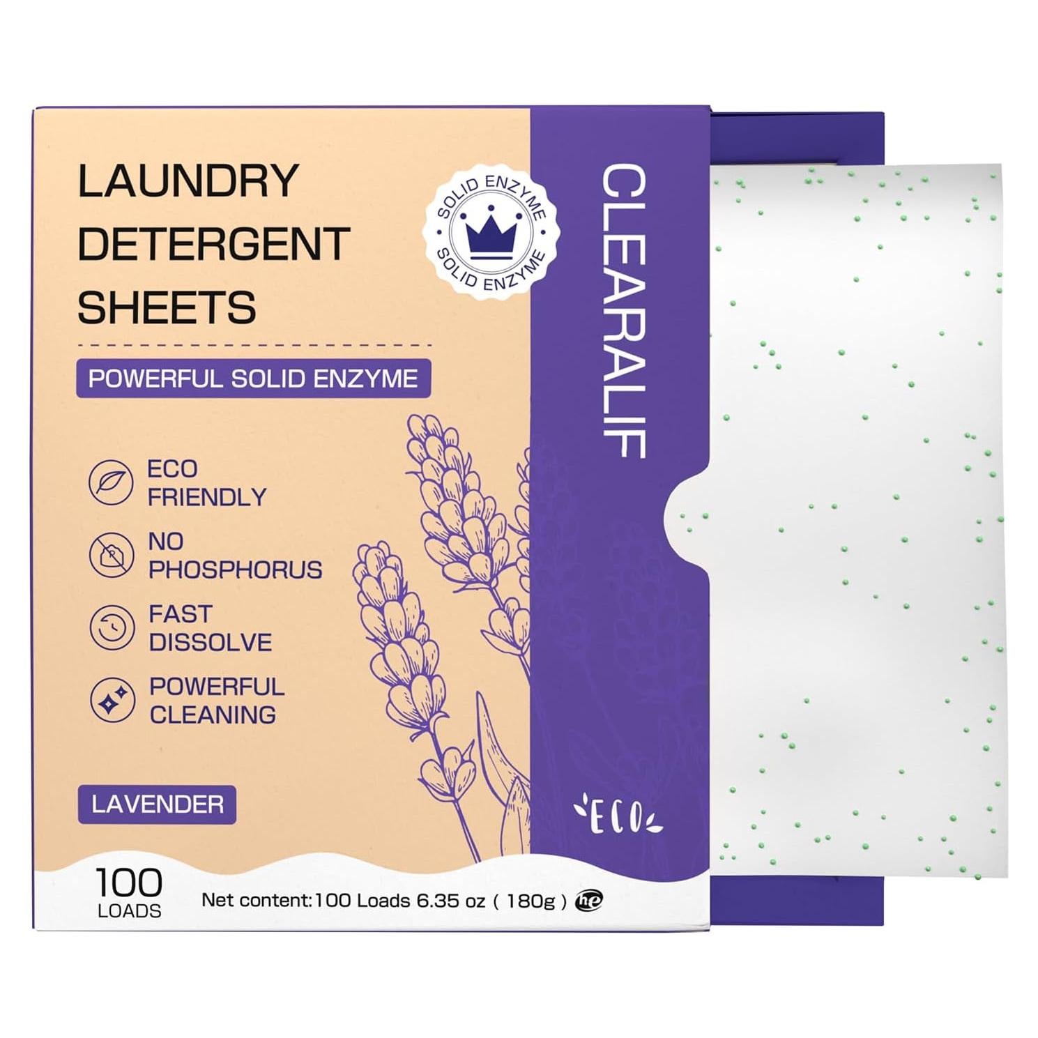 Hojas de detergente ecológicas CLEARALIF Platinum Lavanda - 100 cargas