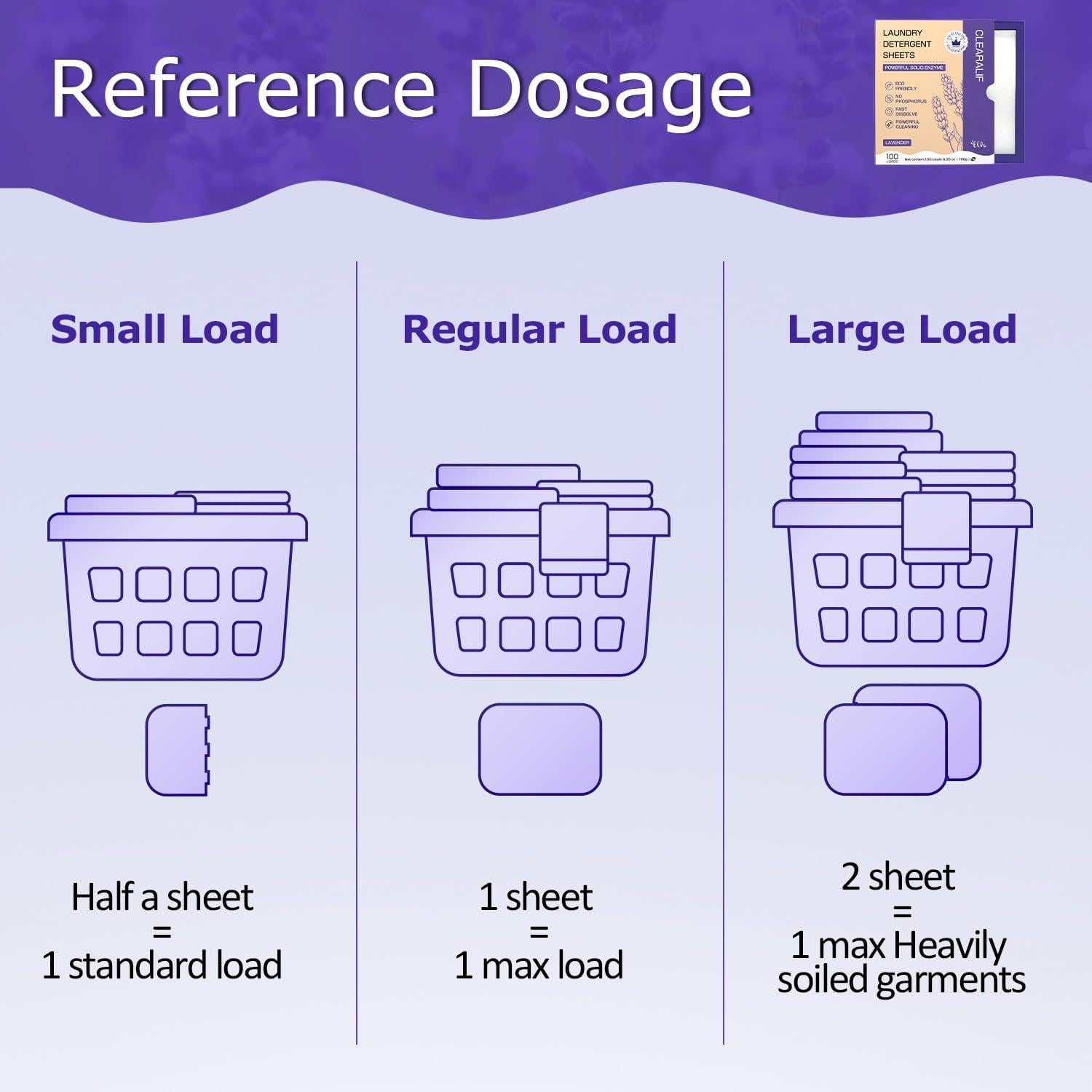 Hojas de detergente ecológicas CLEARALIF Platinum Lavanda - 100 cargas