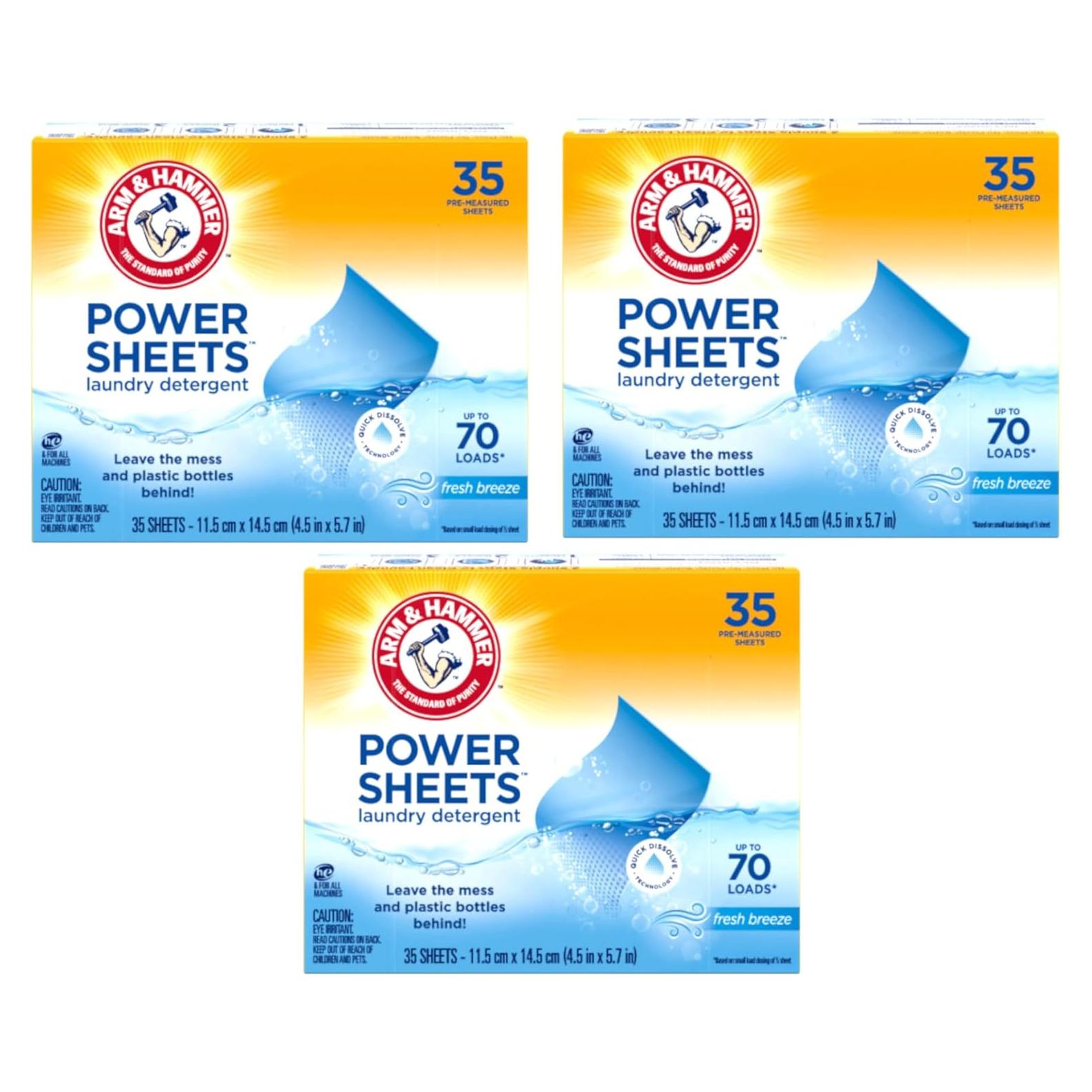 Hojas de detergente para ropa Arm & Hammer Power, 210 cargas