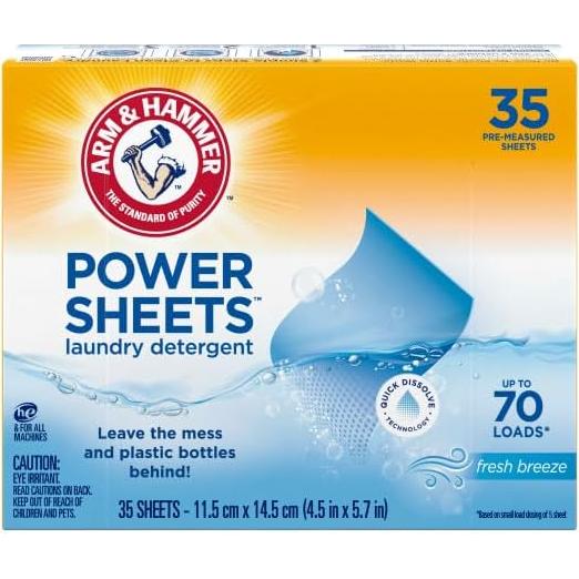 Hojas de detergente para ropa Arm & Hammer Power, 210 cargas