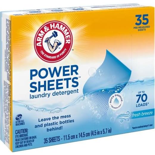 Hojas de detergente para ropa Arm & Hammer Power, 210 cargas