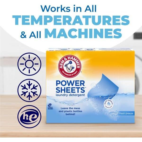Hojas de detergente para ropa Arm & Hammer Power, 210 cargas