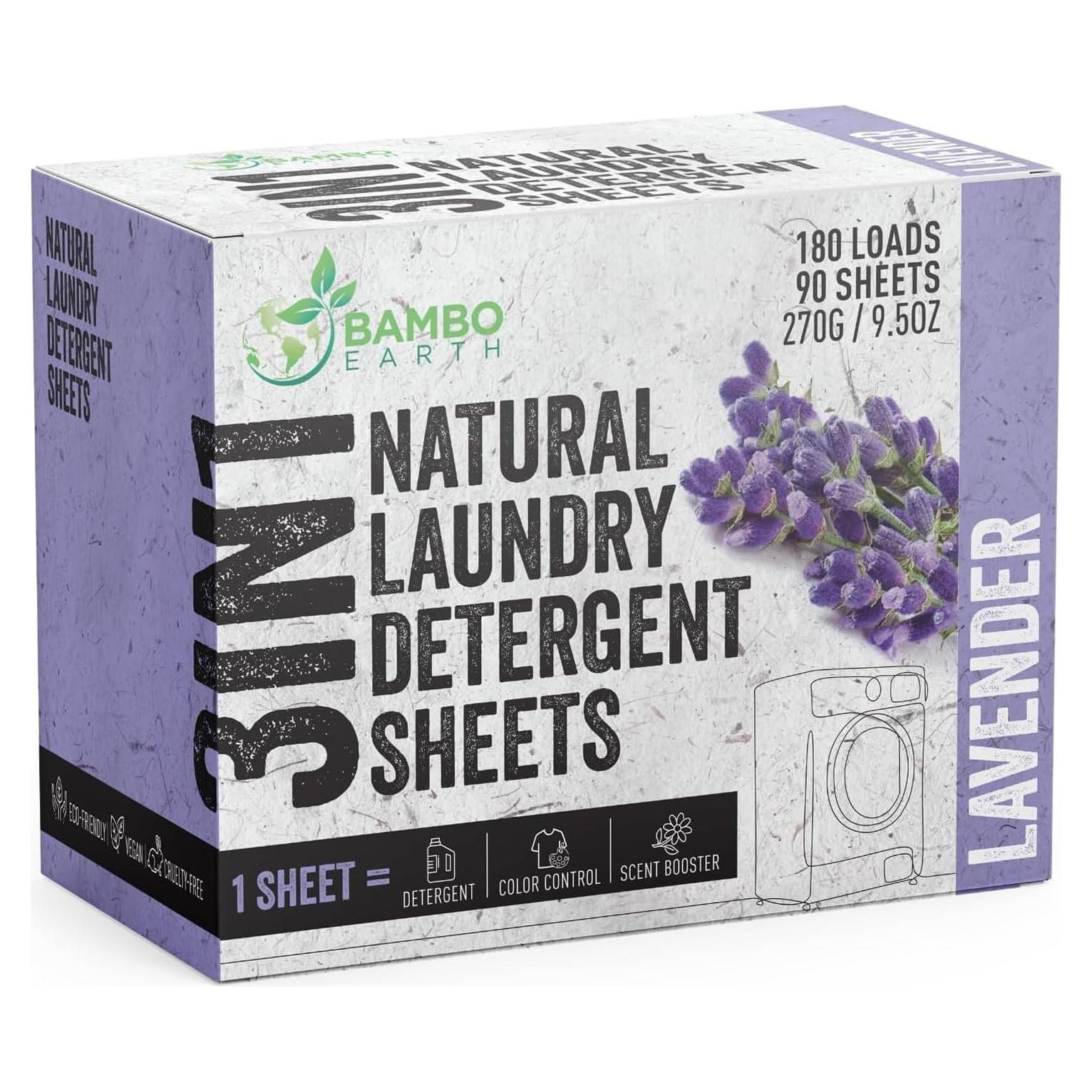 Detergente en Hojas Biodegradable BAMBOEARTH 90 Hojas Lavanda