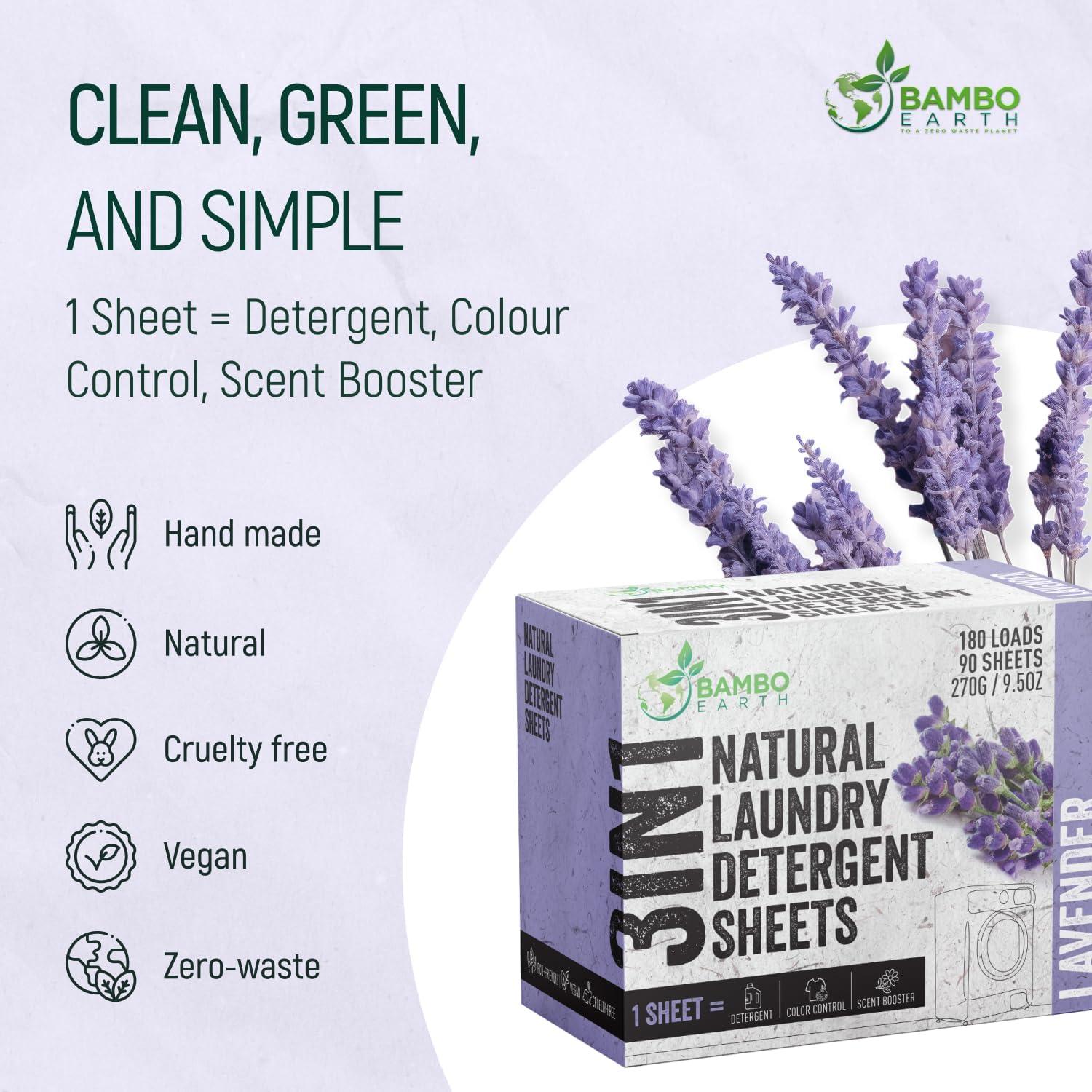 Detergente en Hojas Biodegradable BAMBOEARTH 90 Hojas Lavanda