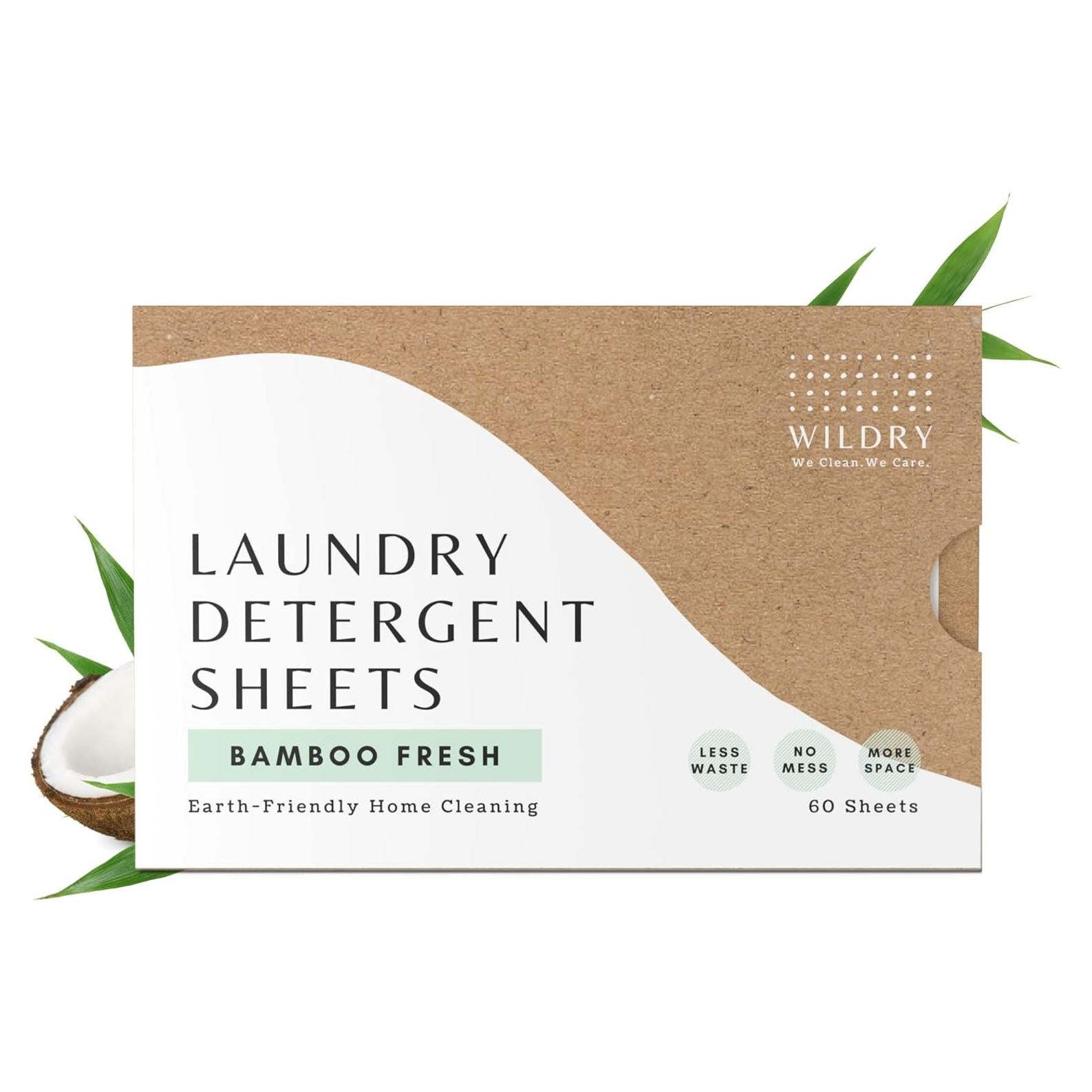 Hojas de detergente WILDRY 60 cargas - Ecológicas y hipoalergénicas