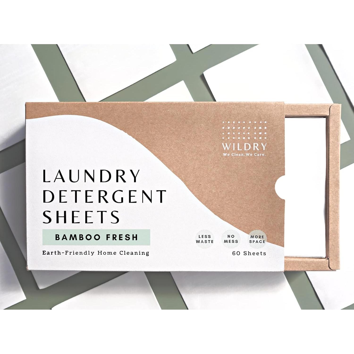Hojas de detergente WILDRY 60 cargas - Ecológicas y hipoalergénicas