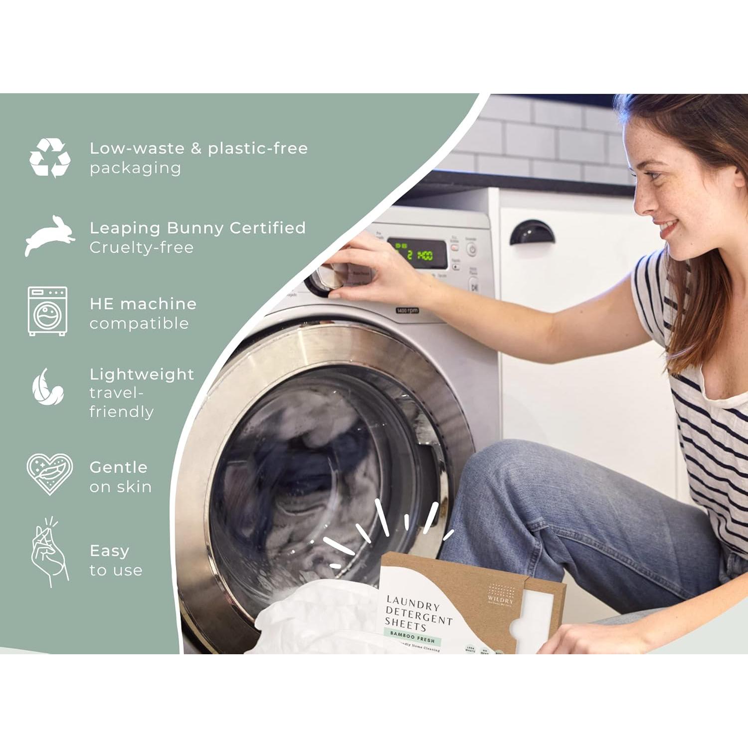 Hojas de detergente WILDRY 60 cargas - Ecológicas y hipoalergénicas