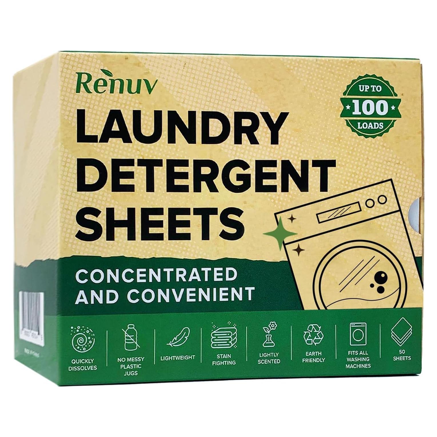 Hojas de detergente Renuv 50 unidades - Ecológicas y biodegradables