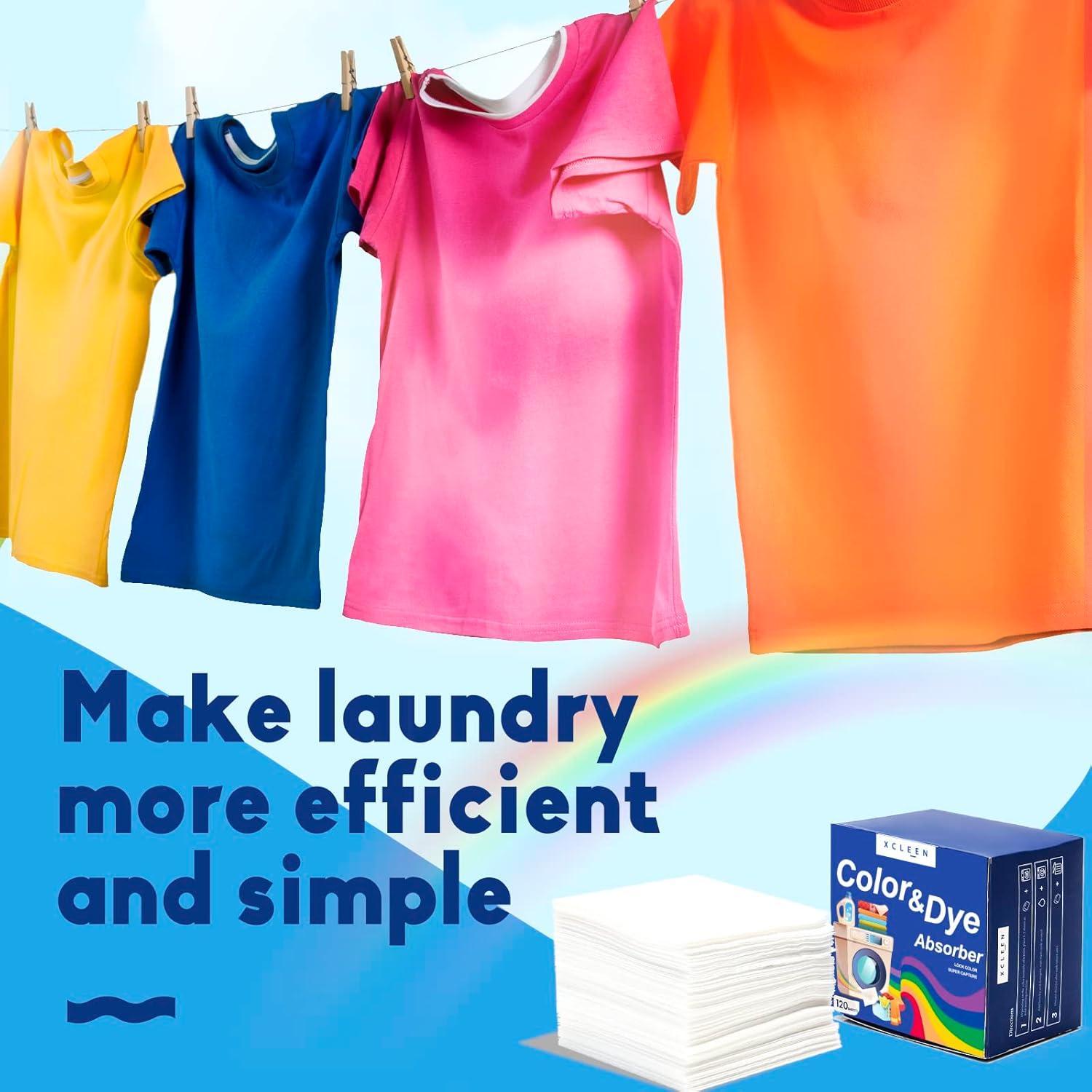 Hojas Absorbentes de Color Xcleen 120 Unidades para Lavandería