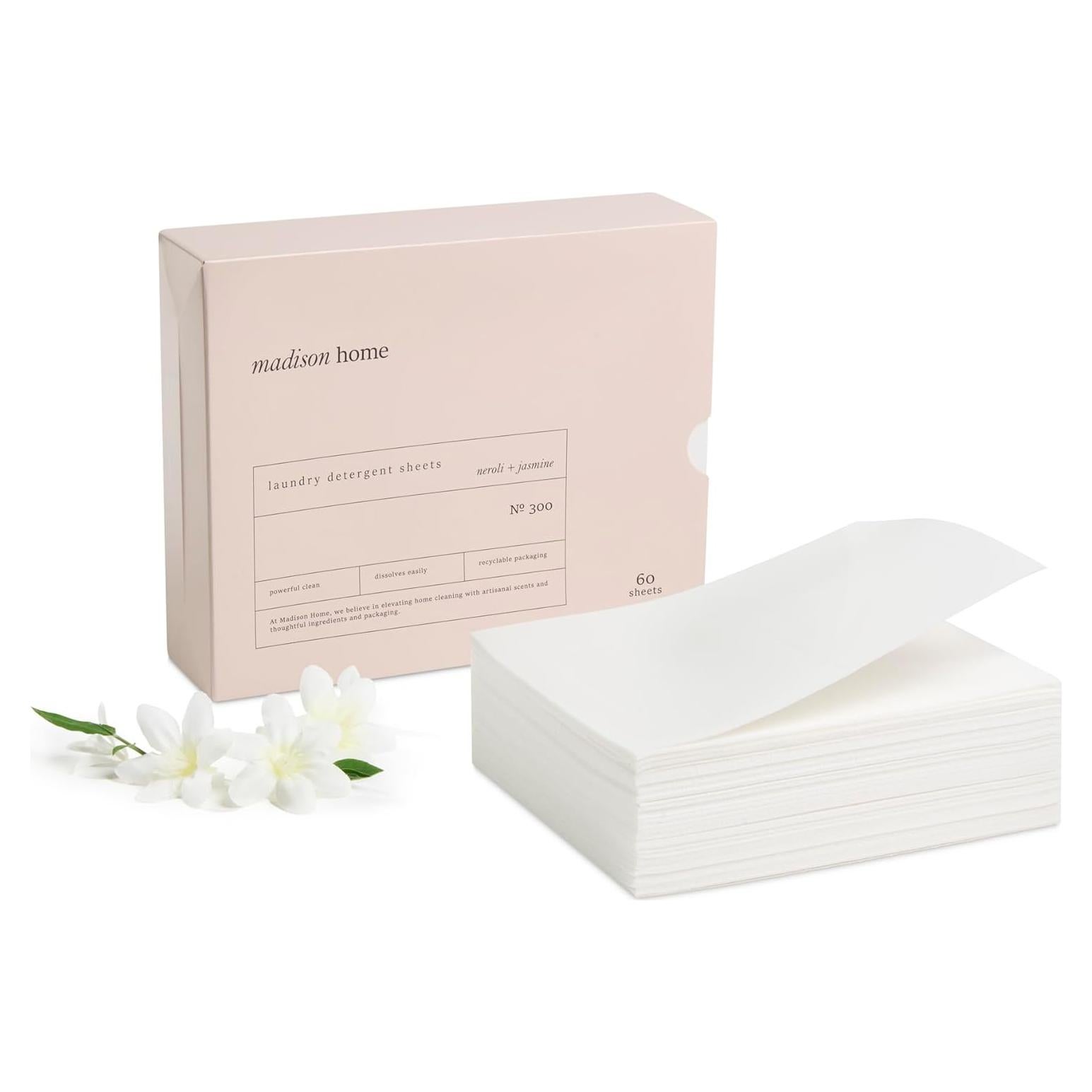 Hojas de detergente hipoalergénicas Madison Home 60 unidades