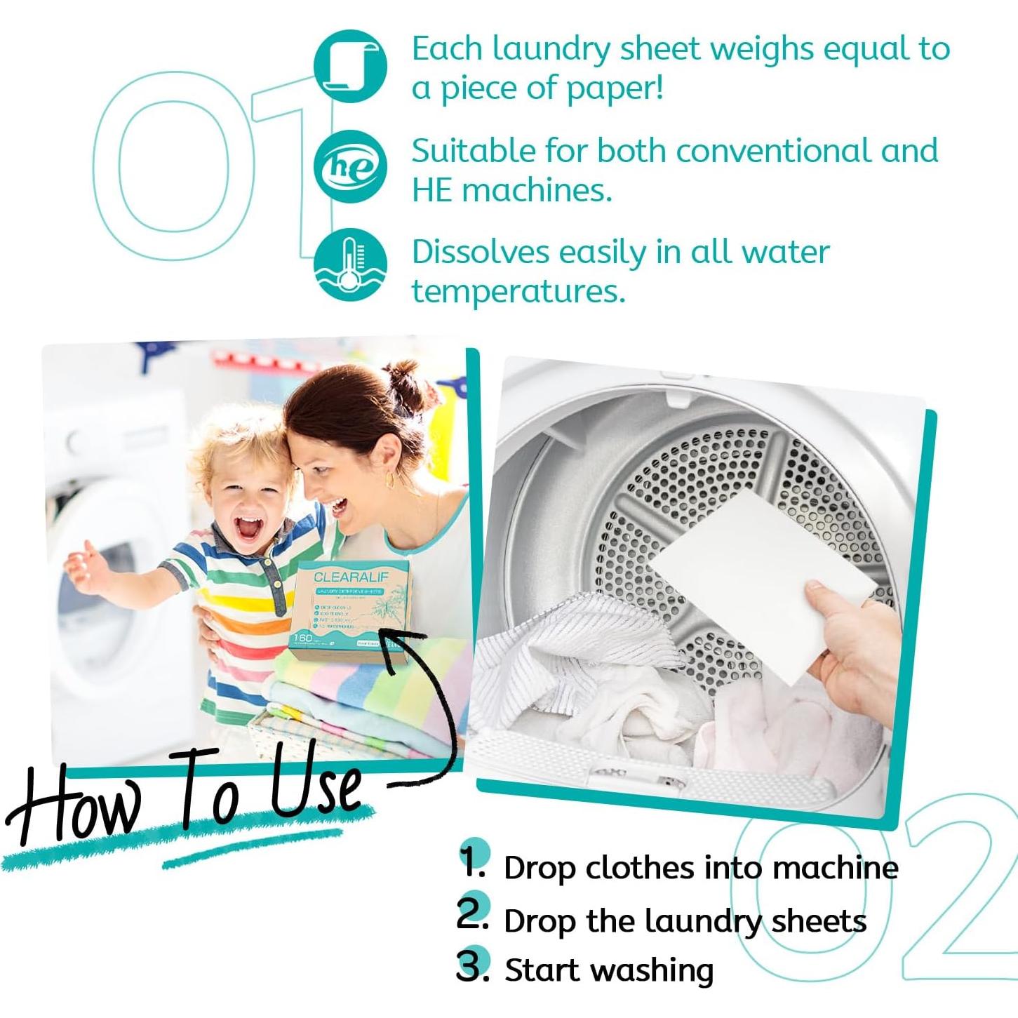 Hojas de detergente para ropa CLEARALIF 160 cargas Océano Fresco
