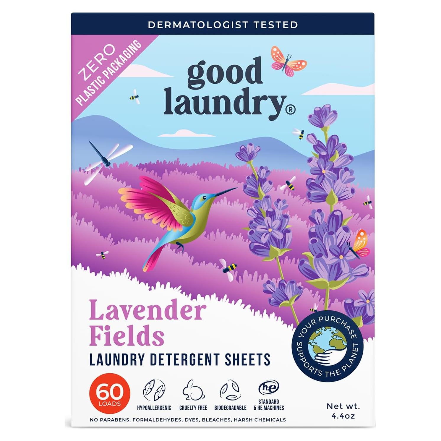 Hojas de detergente ecológicas Good Laundry 60 cargas lavanda