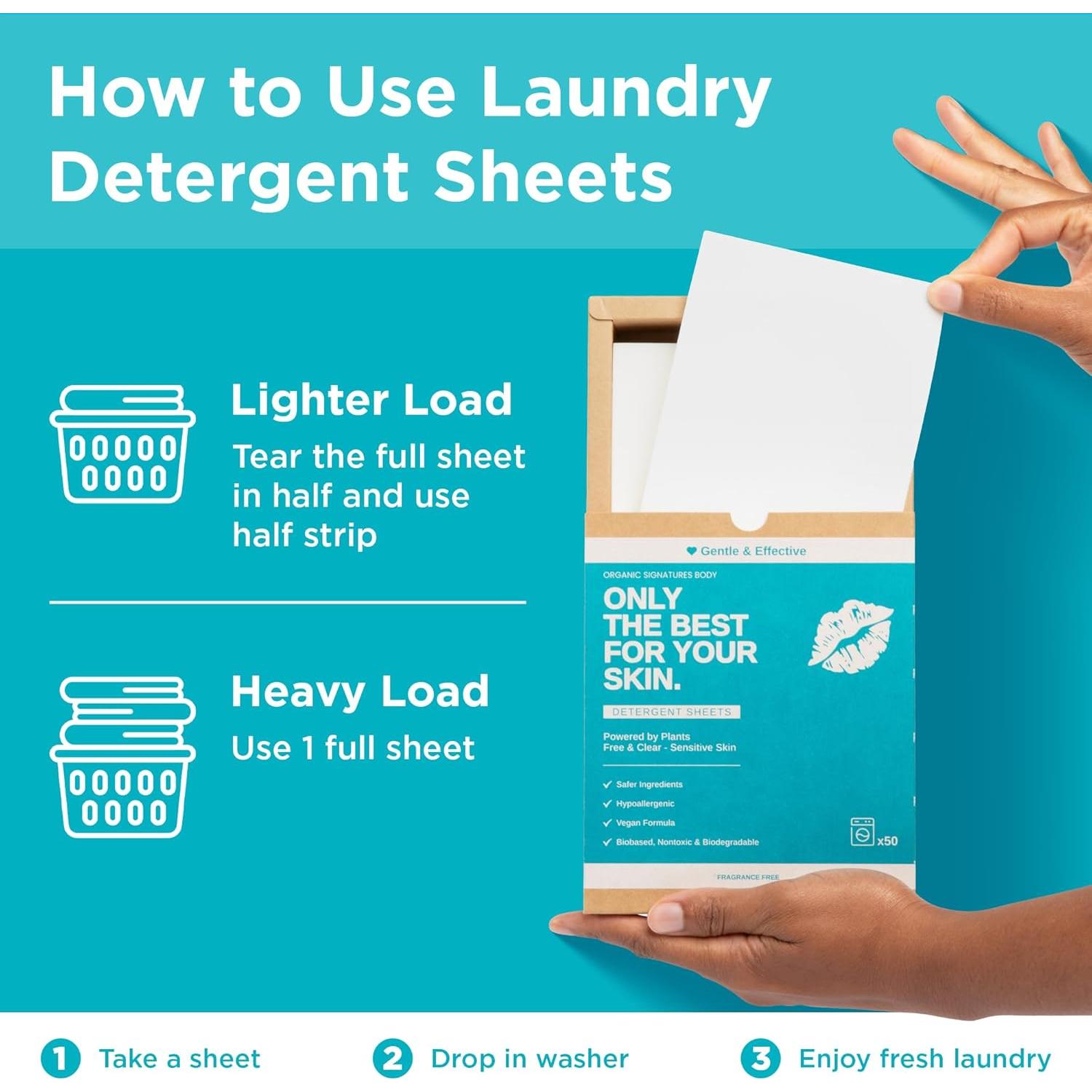 Hojas de Detergente para Ropa Organic Signatures - 50 Unidades