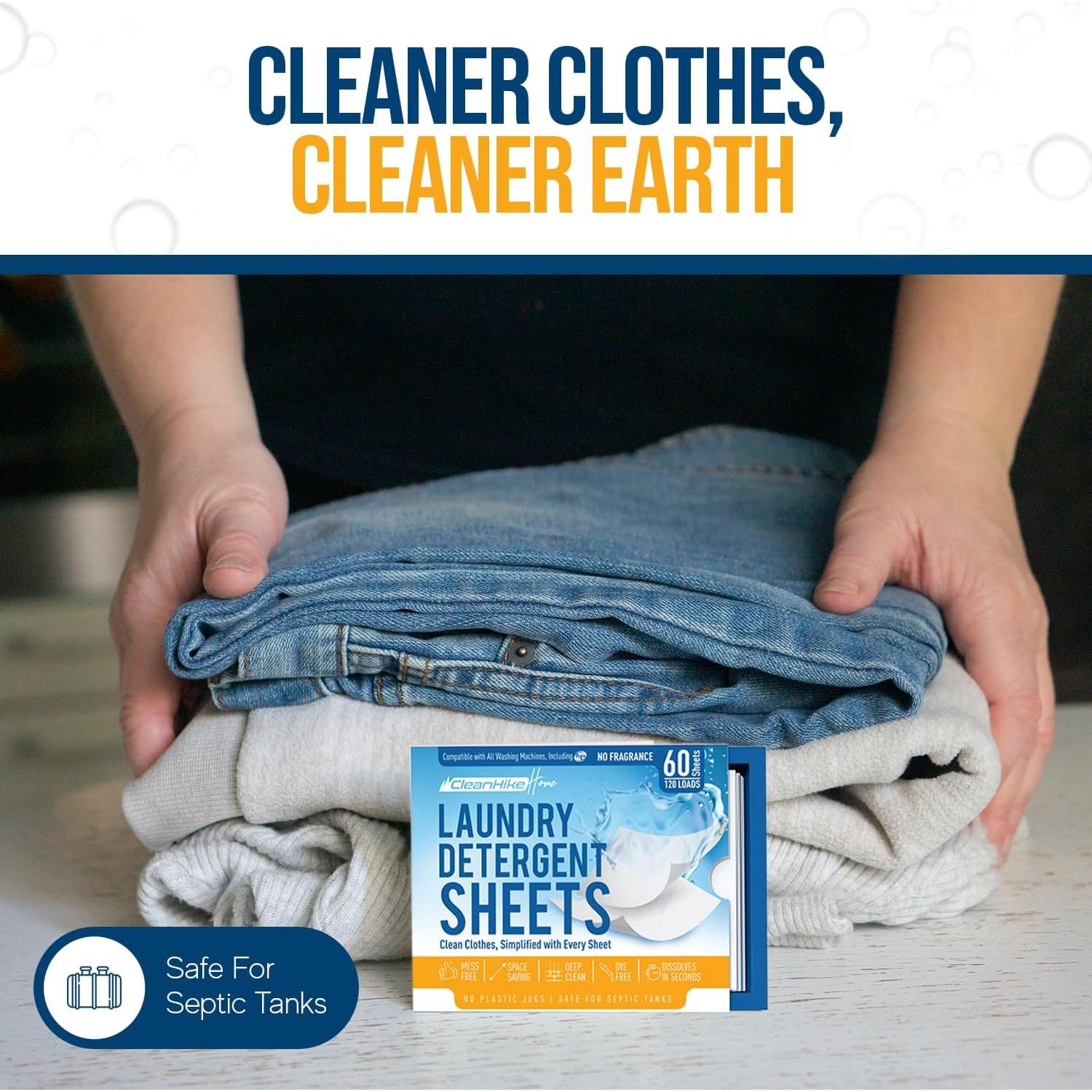 Hojas de detergente CleanHike - 120 cargas hipoalergénicas