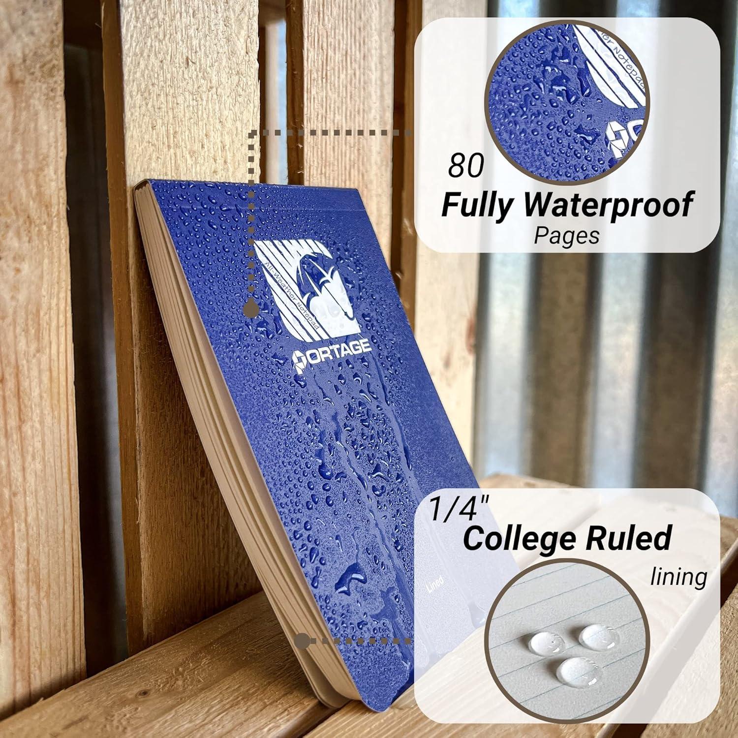 Cuadernos Portage - Paquete de 4 Cuadernos Impermeables 7.6x12.7 cm