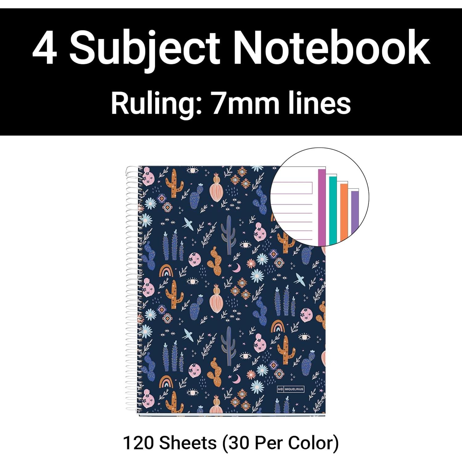 Cuaderno MiquelRius 4 Asignaturas 11x21.6cm 120 Hojas Rayadas