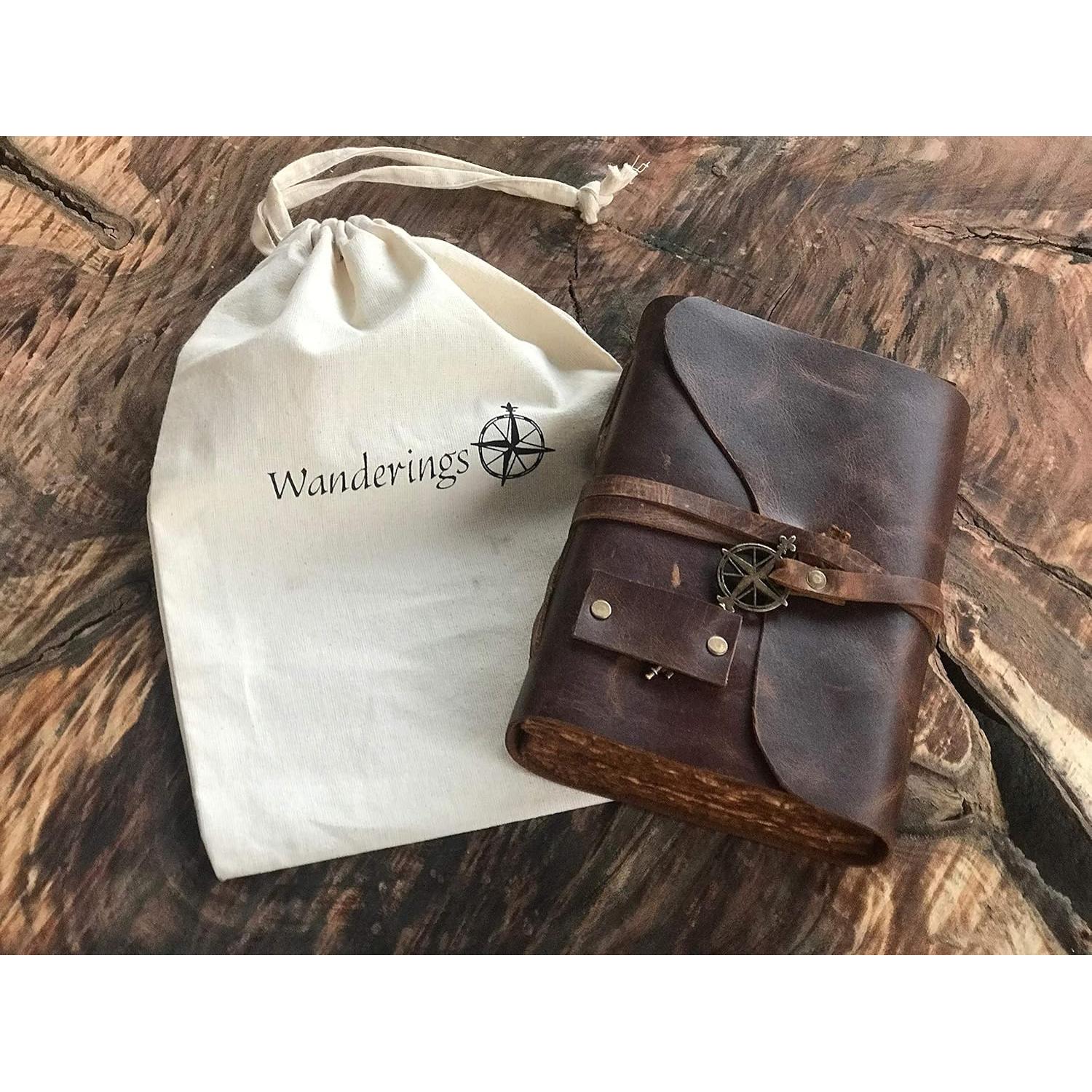 Diario de Cuero Vintage Wanderings A6 200 Páginas Marrón