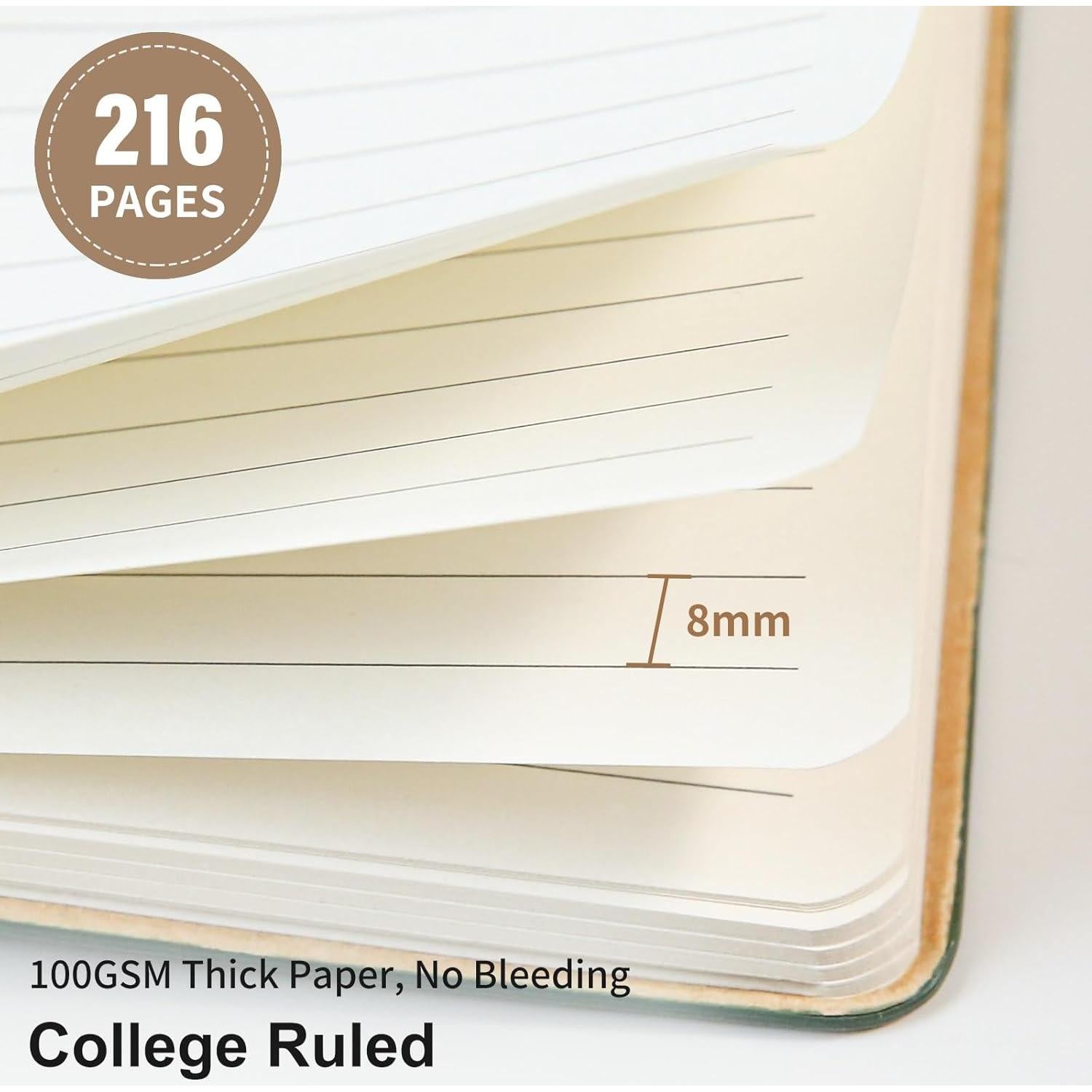 Cuaderno A5 Rayado TSFPapier 216 Páginas Cuero PU Caqui