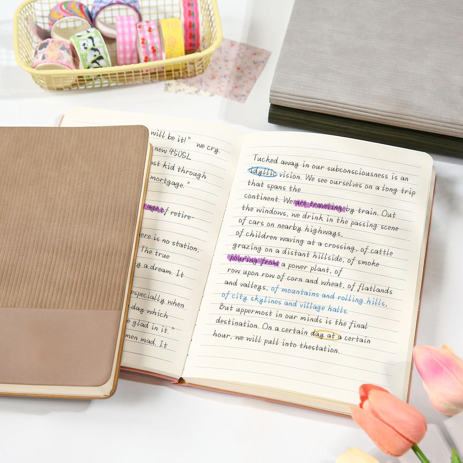 Cuaderno A5 Rayado TSFPapier 216 Páginas Cuero PU Caqui