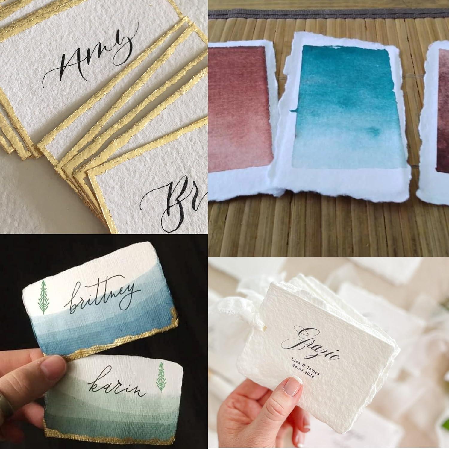 Papel de Algodón Hecho a Mano 150gsm 5x7 cm 50 Hojas