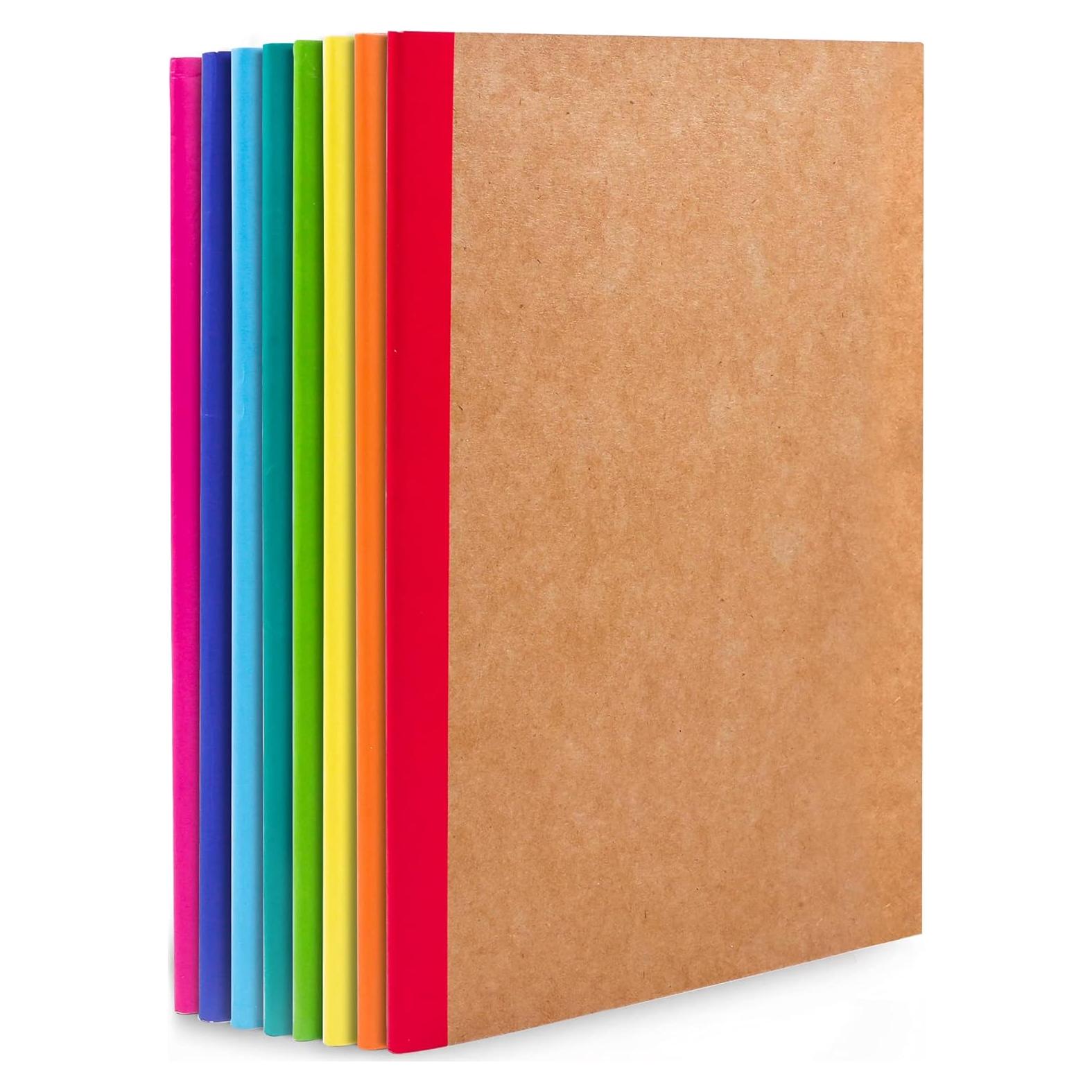 Feela 8 Cuadernos A5 de Composición Kraft Rayados 60 Páginas