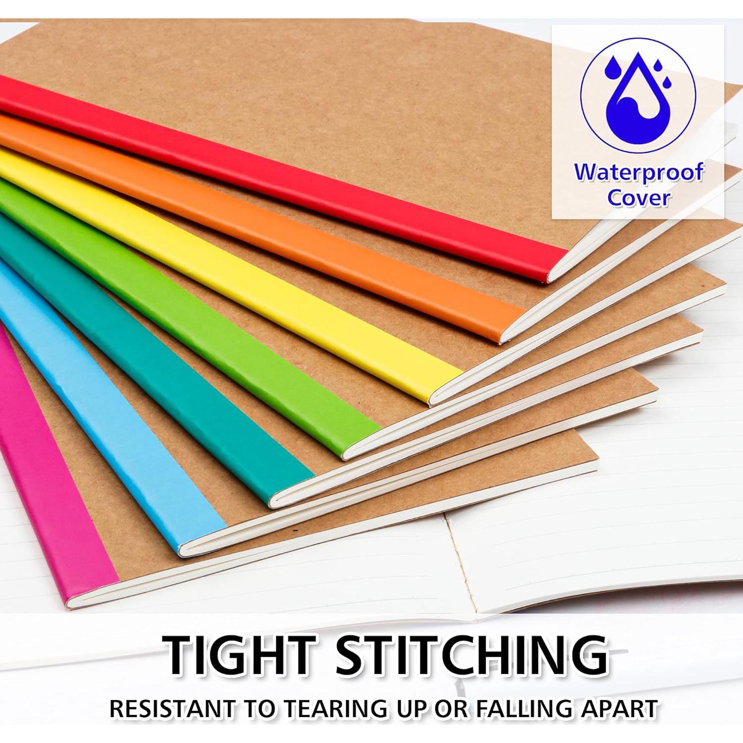 Feela 8 Cuadernos A5 de Composición Kraft Rayados 60 Páginas