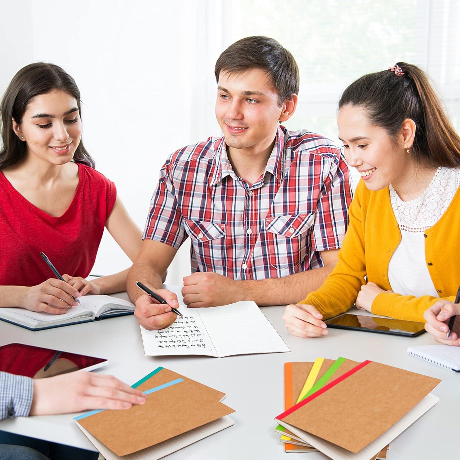 Feela 8 Cuadernos A5 de Composición Kraft Rayados 60 Páginas