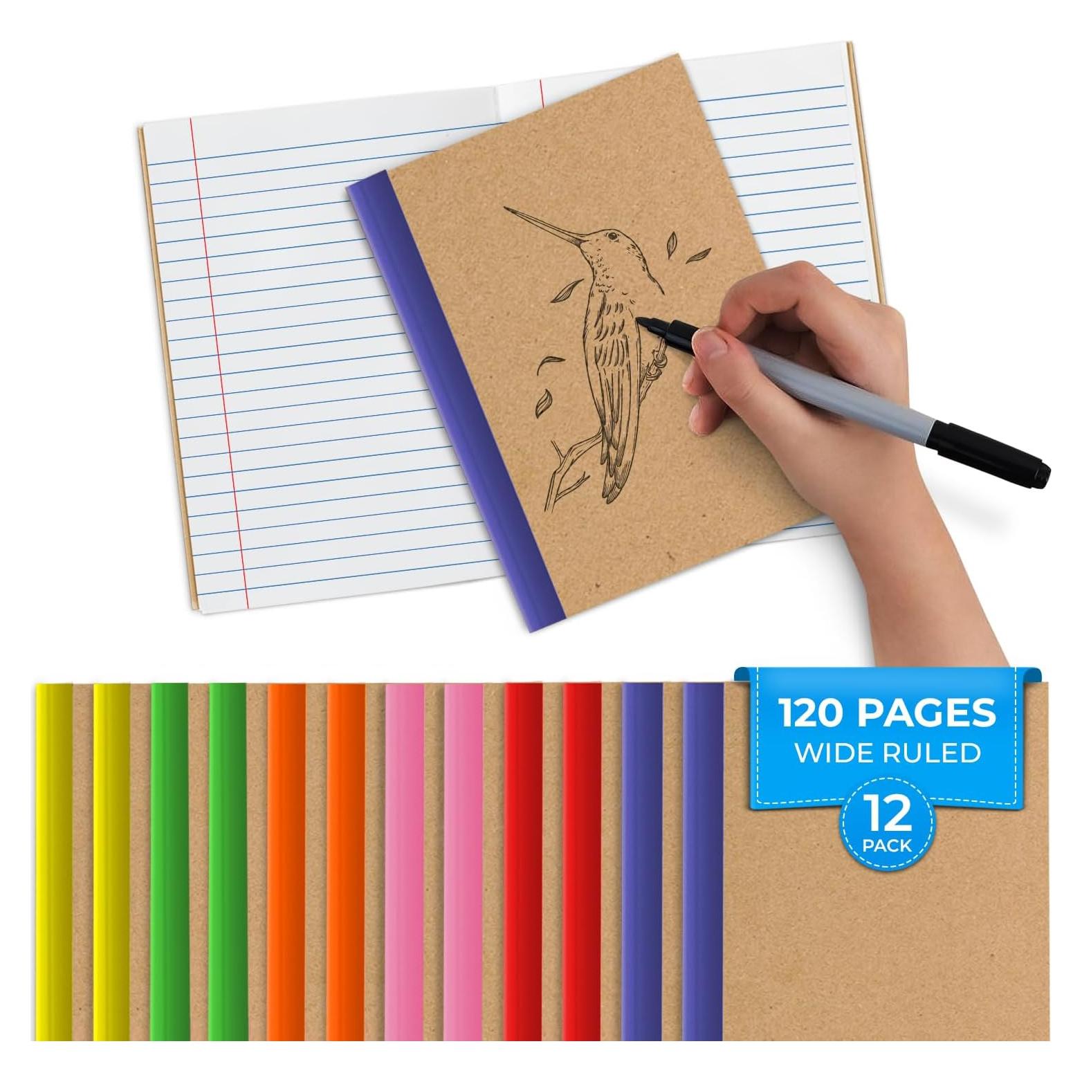 Paquete de 12 Cuadernos Kraft Rosmonde Rayado Ancho 20.32x14.48cm