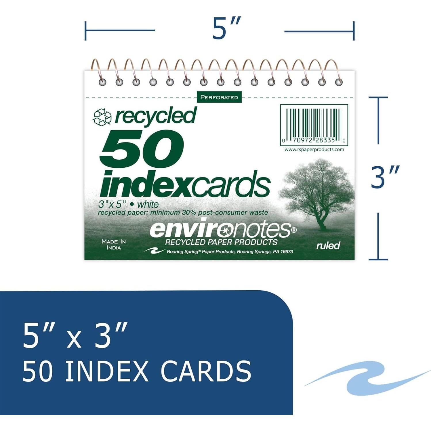 Tarjetas de Índice Blancas Roaring Spring 3x5" 50 Unidades Rayadas