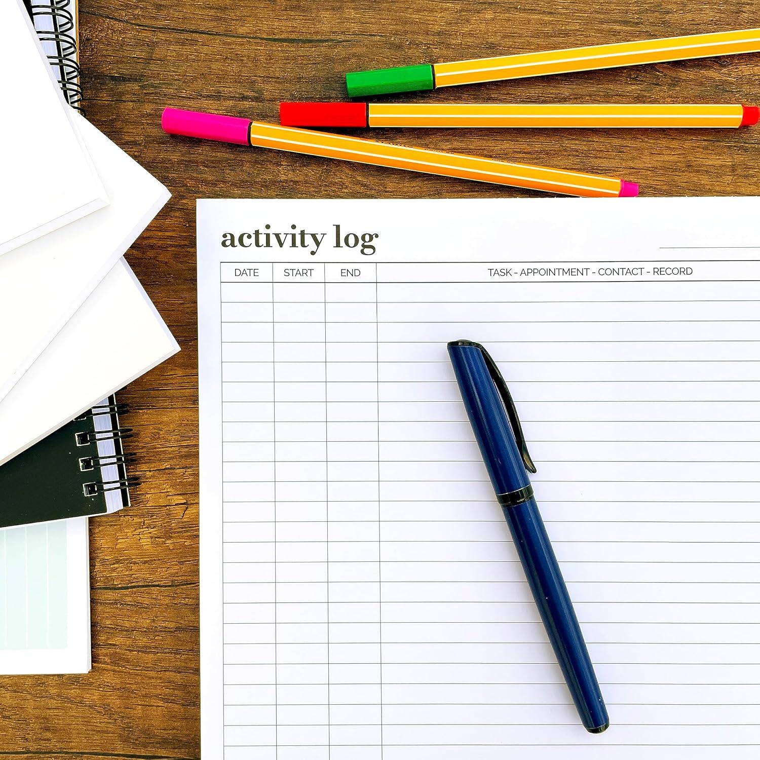 Bloc de Notas de Registro de Actividades HADIGU Carta 50 Hojas