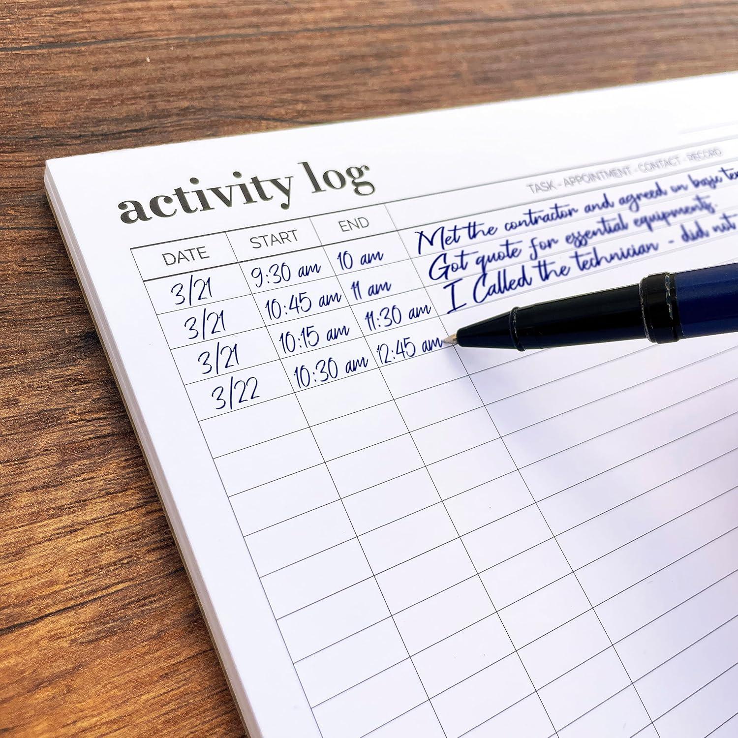 Bloc de Notas de Registro de Actividades HADIGU Carta 50 Hojas