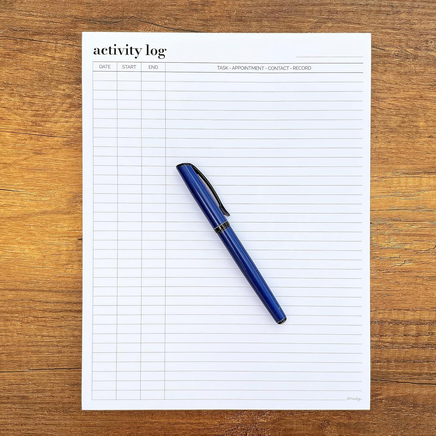 Bloc de Notas de Registro de Actividades HADIGU Carta 50 Hojas