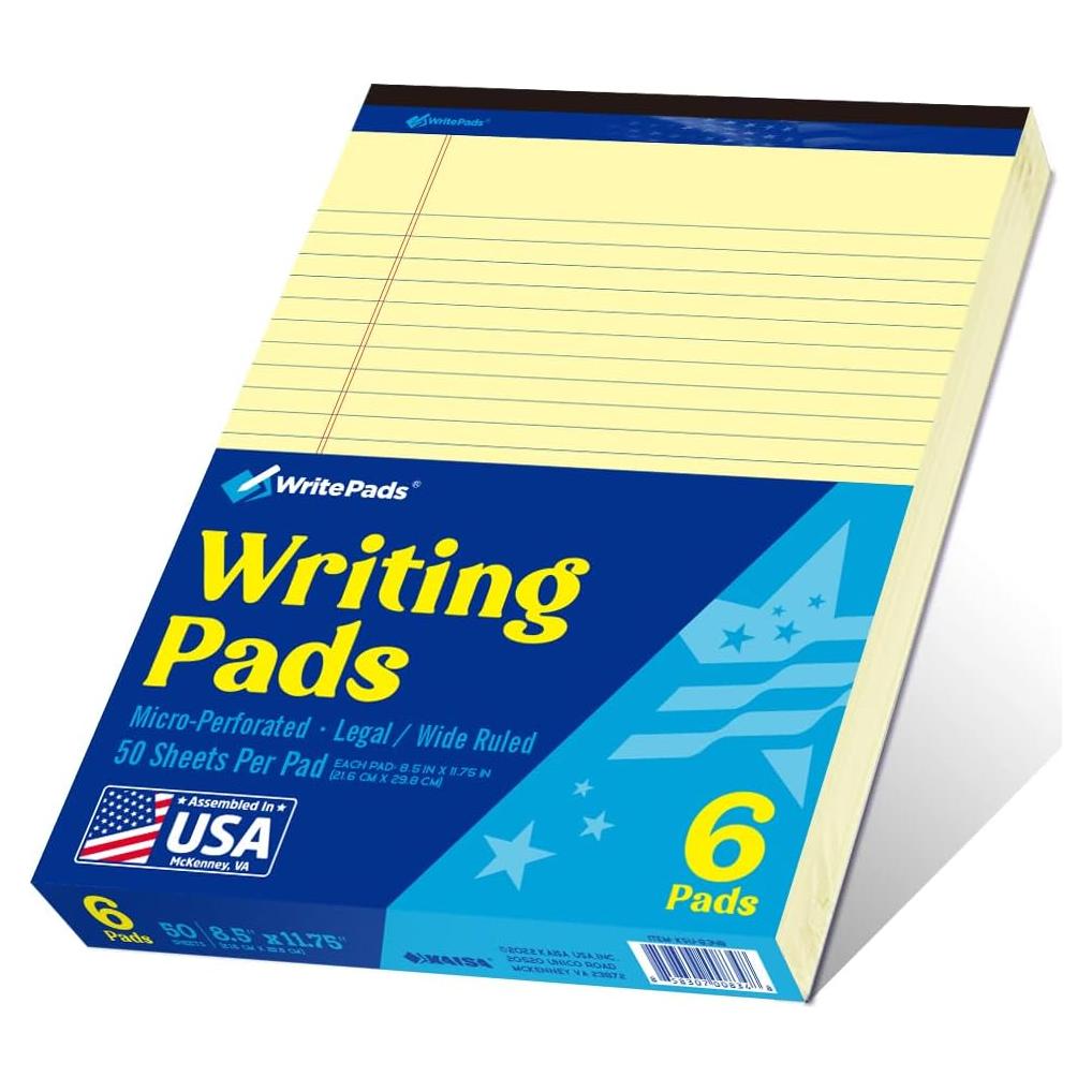 Bloc de Notas Legales WritePads Amarillo 21.6x27.9cm Paquete de 6