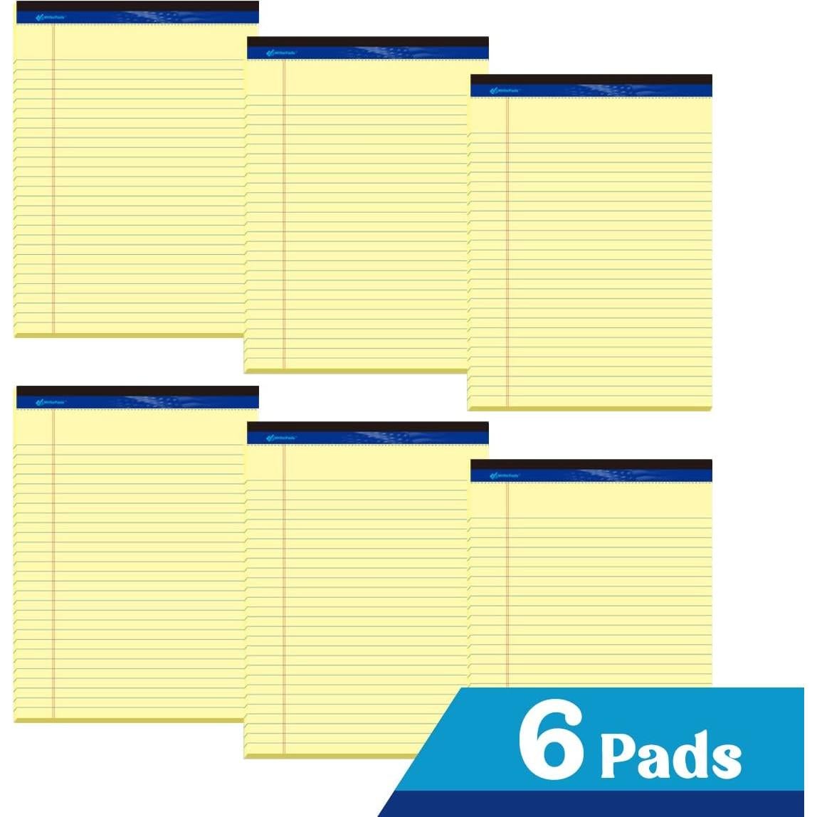 Bloc de Notas Legales WritePads Amarillo 21.6x27.9cm Paquete de 6