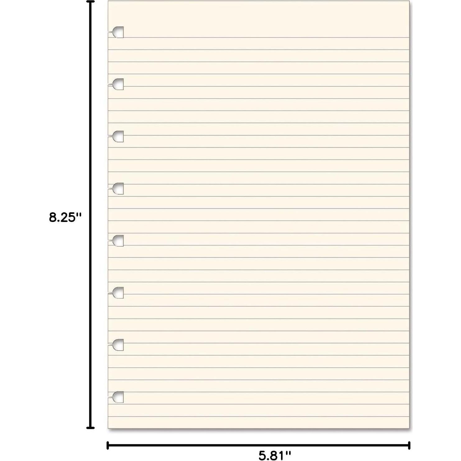 Relleno de diario Filofax A5 con líneas 32 hojas crema