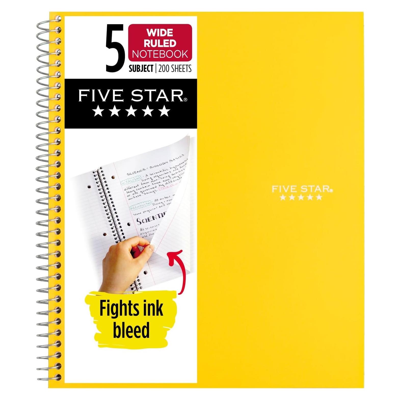 Cuaderno Espiral Five Star 5 Asignaturas 200 Hojas 20.32x26.67cm