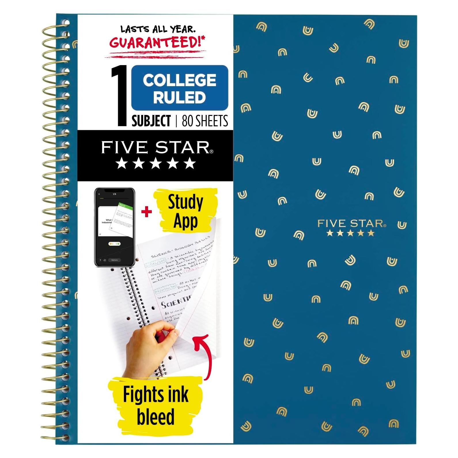 Cuaderno Espiral Five Star 1 Materia 80 Hojas Universitarias