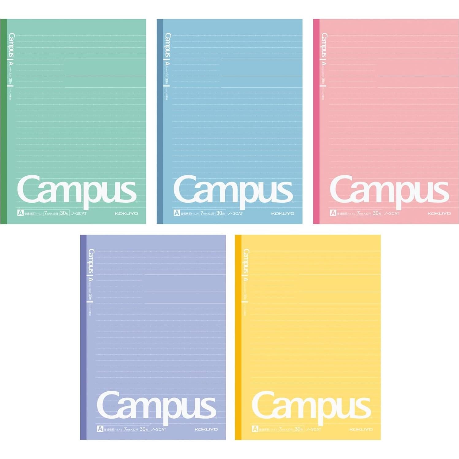 KOKUYO Cuaderno Campus Semi-B5 30 Hojas 5 Colores Regla Puntos