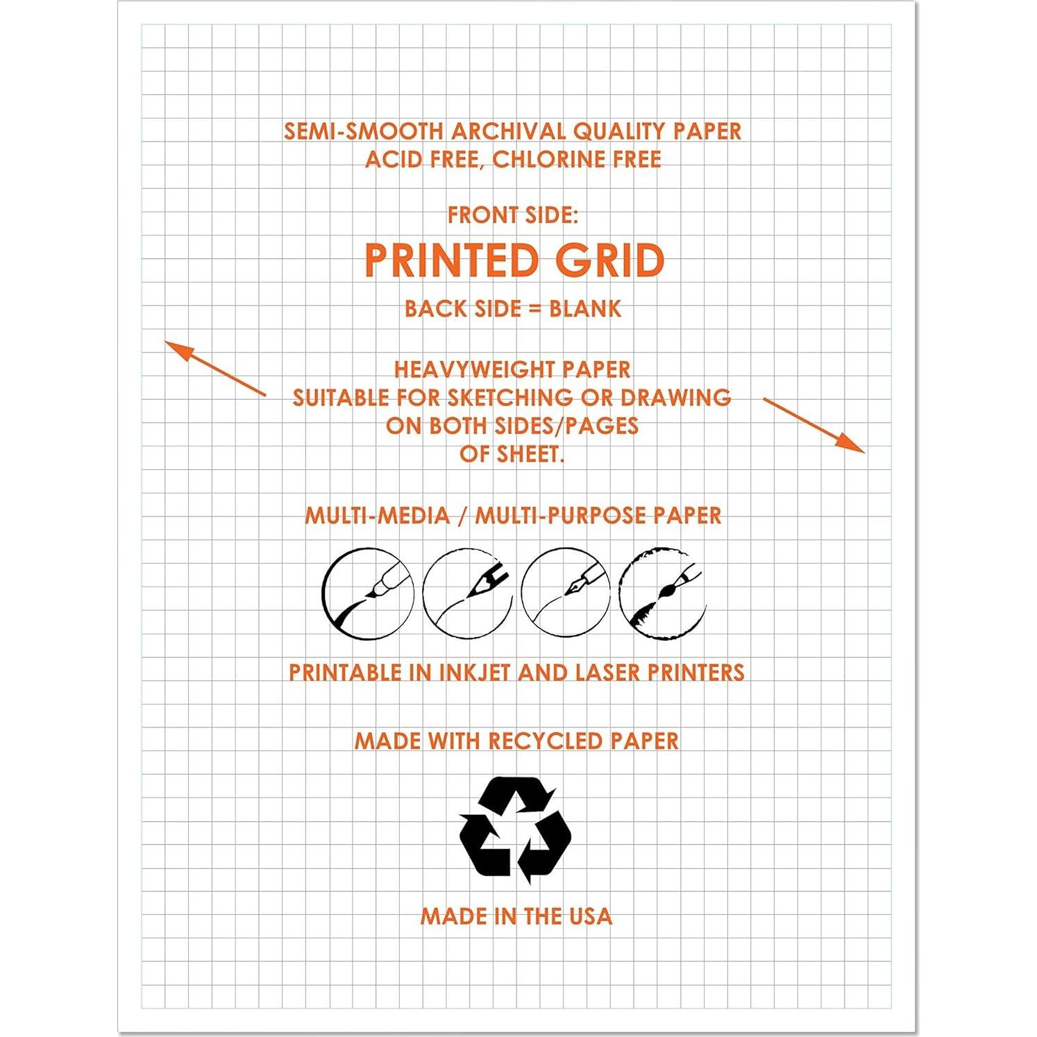 Papel Cuadrícula Premium Design Ideation 25 Hojas 21.6x27.9cm