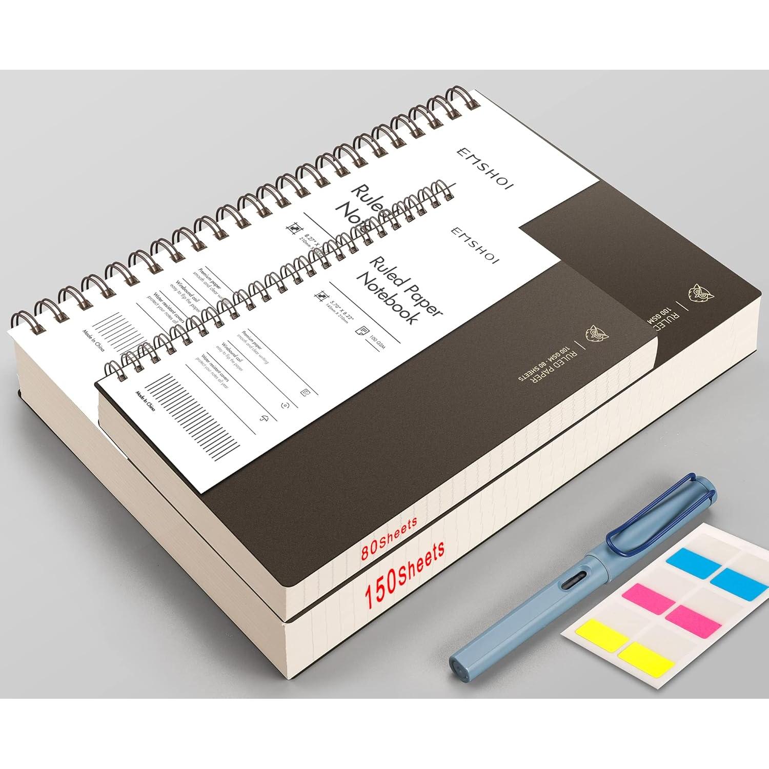 Cuaderno Espiral A4 EMSHOI 150 Hojas Papel Grueso 100gsm