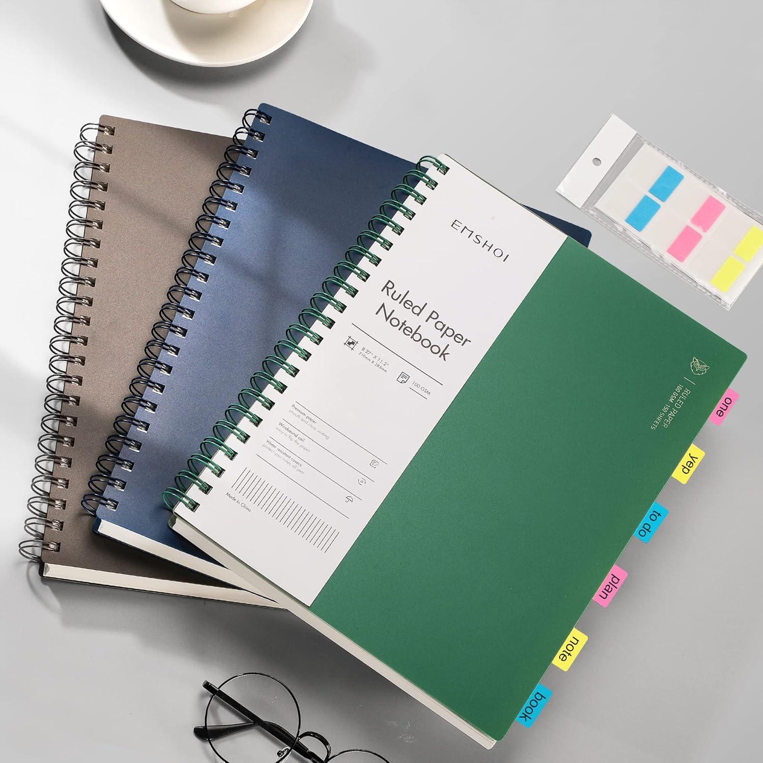 Cuaderno Espiral A4 EMSHOI 150 Hojas Papel Grueso 100gsm