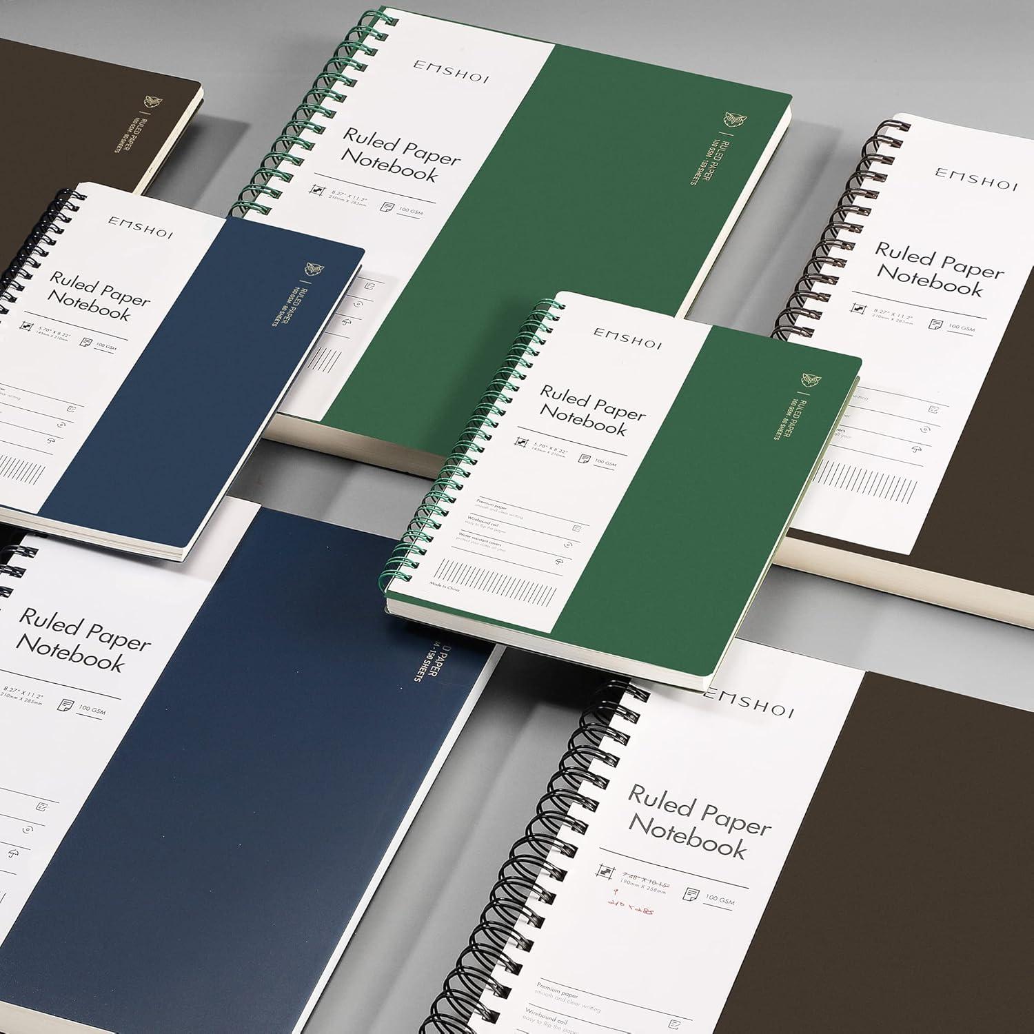 Cuaderno Espiral A4 EMSHOI 150 Hojas Papel Grueso 100gsm