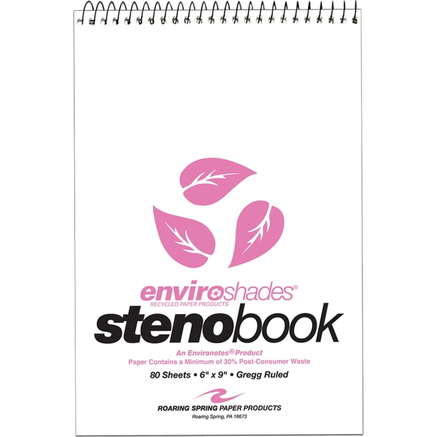 Cuadernos Steno ROARING SPRING Rosa Reciclado 4 Piezas 80 Hojas