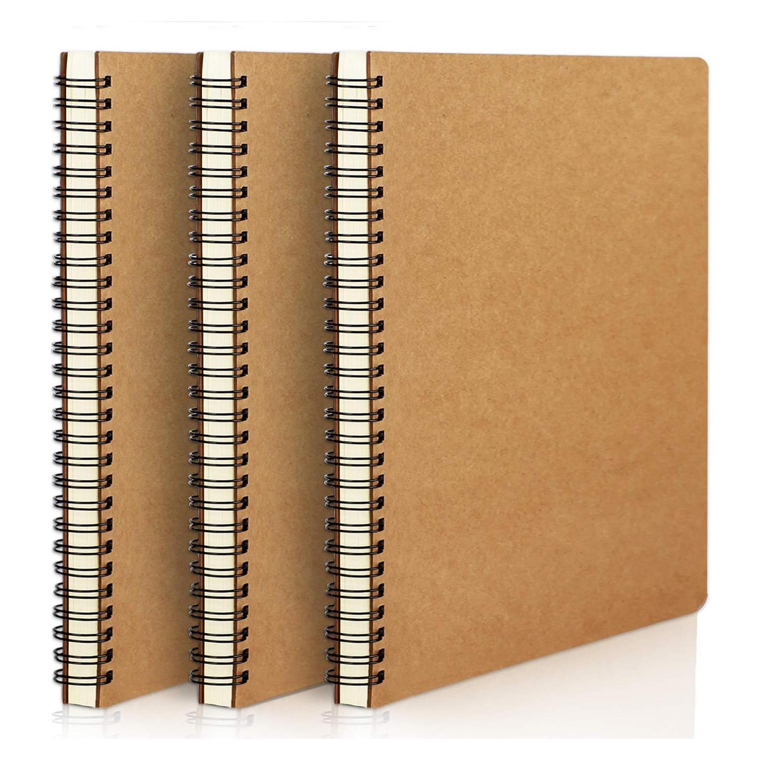 Cuaderno Espiral Rayado EUSOAR A5 Kraft 3 Paquetes 120 Páginas